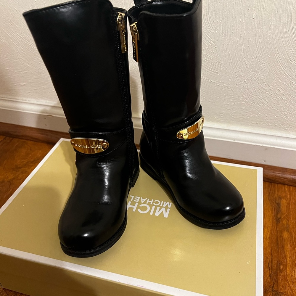 Black Michael Kors little Girls rider Boots